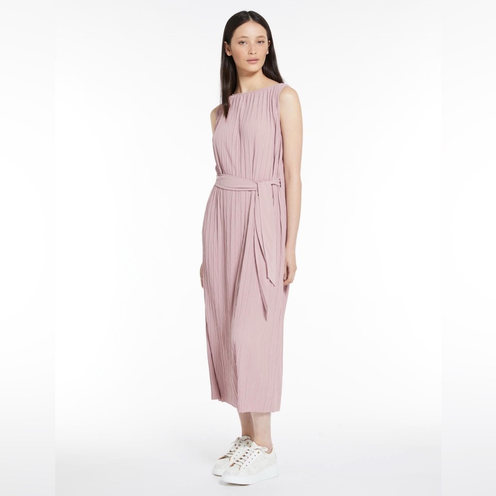 MaxMara Soft Pink Pleated Maxi Dress
